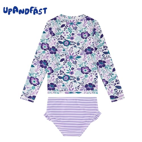 Image of upandfast Girls Rash Guard Set Long Sleeve Two Piece Swimsuit with UPF 50+ Sun Protection for Girls 3-8 Years