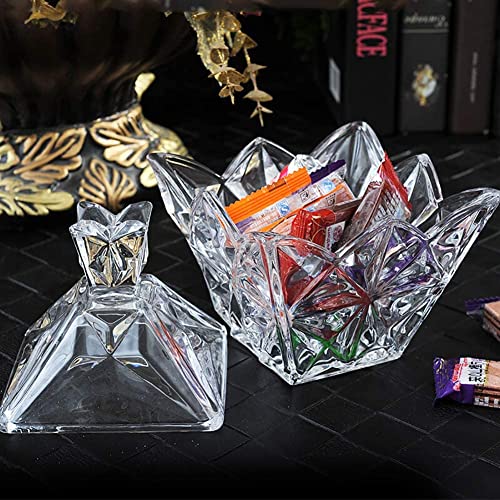 Image of WRINGO Crystal Diamond Cut Candi Jar with Lid | Premium Decorative Glass Candy Bowl | Multipurpose Storage Jar for Candi, Cookies, Chocolates, Dry Fruits, Sugar & Snacks (Pack of 1)