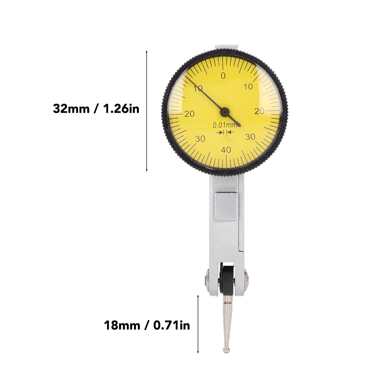 Mechanical Dial Test Indicator,Dial Test Indicator,Pointer Dial Indicator,Pointer Dial Gauge for Instrument Measurement,0.01mm Resolution,Brass