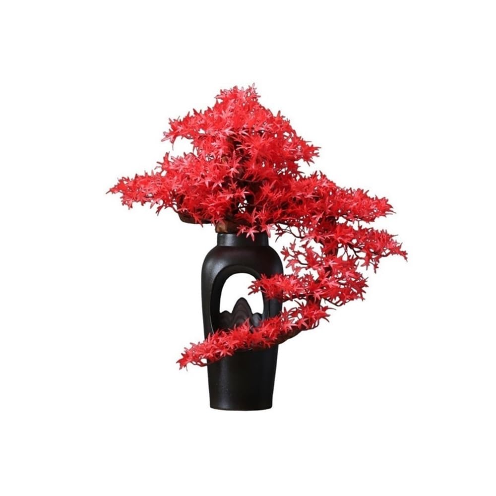 CHENGAIJIAN Artificial Bonsai Tree, Artificial Red Bonsai Tree Faux Plants Big Fake Plants Decor with Ceramic Pot for Office