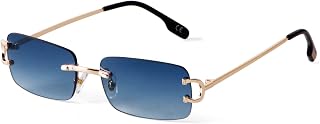 JUDOO Fashion Rimless Rectangle Sunglasses for Men Women
