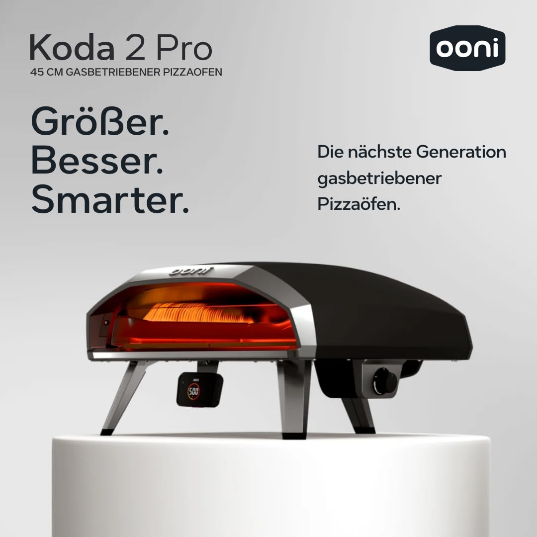 Ooni Koda 2 Pro 18" Gas Pizzaofen – Schwarzgrau – Gas Pizzaofen mit 2 Kochzonen – Kompakt & Tragbarer Outdoor Pizza Ofen – Perfekt für Neapolitanische Pizza in 60 Sekunden