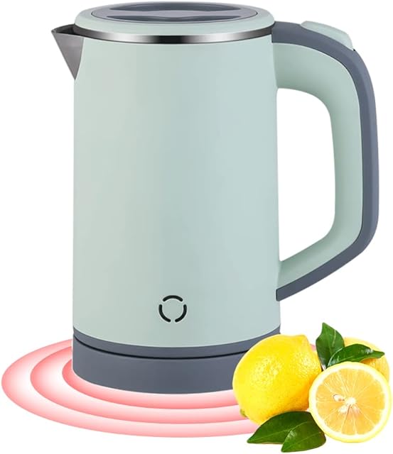 0.8L Small Electric Kettle Cordless, 600W Fast Boil Stainless Steel Portable Travel Kettle for Boiling Water Double-wall Tea Kettle, Auto-off Dry Protection