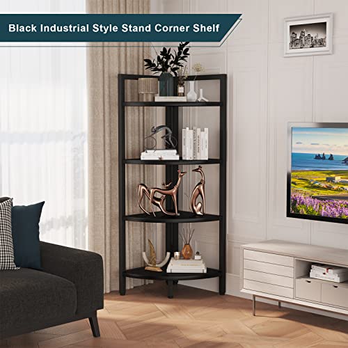 Saygoer 4 Tier Bookshelf, 51 Inch Tall Free Standing Corner Bookshelf Modern Storage Organizer Bookcase, Industrial Display Rack Plant Stand Shelves For Living Room Home Balcony Kitchen, Black #TOP3