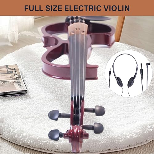 Image of Cecilio 4 /4 Full Size Electric Violin, Solid Maple with Ebony Fittings, Red