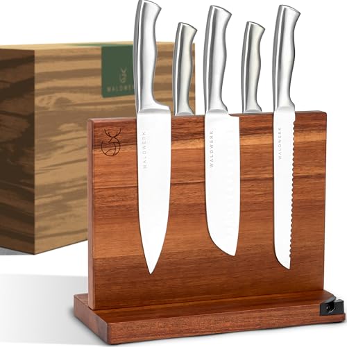 WALDWERK Messerblock magnetisch ohne Messer (31cm) - Messerhalter aus edlem Akazienholz - unbestückter magnetischer Messerblock WALDWERK Messerblock magnetisch ohne Messer (31cm) - Messerhalter aus edlem Akazienholz - unbestückter magnetischer Messerblock