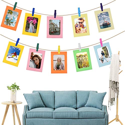 Pinsheng 30 Stück Papier Fotorahmen, Papier Bilderrahmen 6 x 4 Zoll Bildmatten mit Mini-Holzklammern und Schnur… – Bild 8