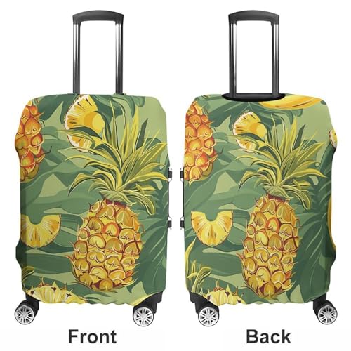 Pineapple And Banana Elastic Luggage Cover Suitcase Protector for 19-32 Inch Suitcases | Universal Stretchable Travel Bag Cover | Anti-Scratch, Washable with Zipper Closure M3