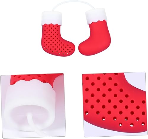 Miniatura 9 de Angoily Infusor de hojas de té sueltas de colador: Infusores de té sueltos en forma de calcetines de Navidad - Difusor de bolsa de té lindo para