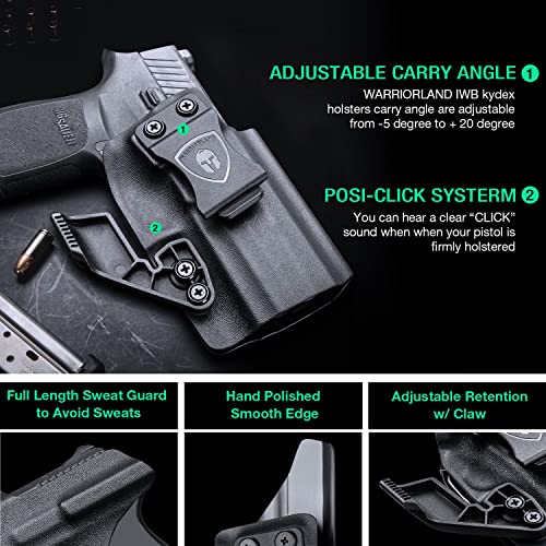 WARRIORLAND IWB Kydex Holster Optic Cut & Claw, Compatible with Glock 17/19/ 19X/ 43/ 43X/ 43Xmos, P365/ P320, G2C/G3C, Hellcat/Hellcat Pro, M&P 9/.40, Shield 9/.40, Shield EZ/ SD9VE, EC9s and More