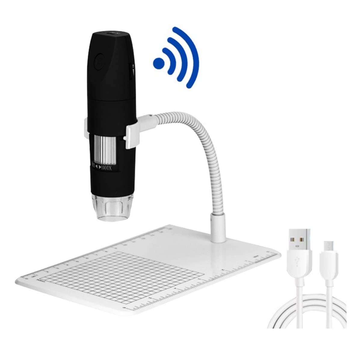 Kit di accessori per microscopio Microscopio elettronico for smartphone Digital Microscopio Repair Loupe Scrivania Vetrini per microscopio(Wifi black)