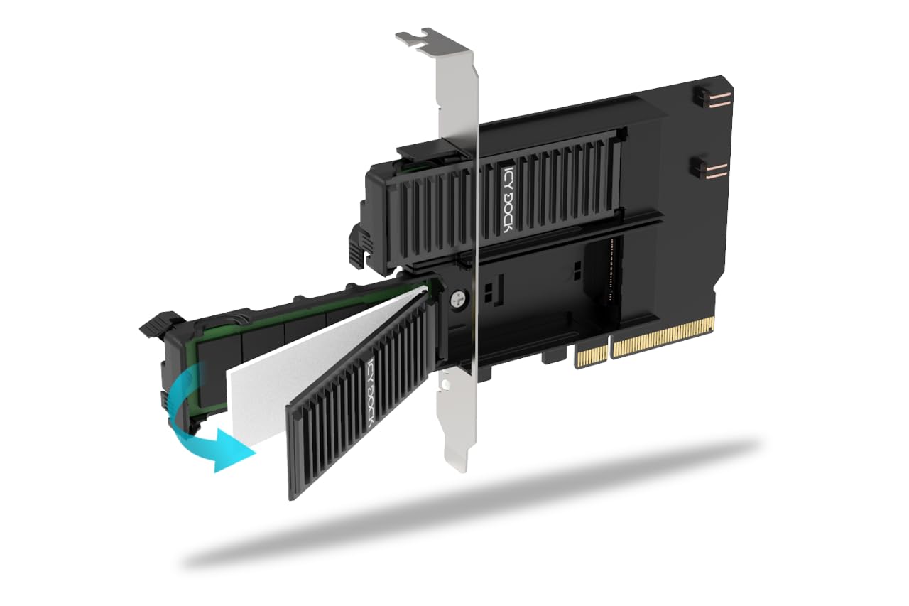 ICY DOCK 2-Bay M.2 NVMe SSD do PCIe 4.0 x8 wymienna ramka / karta adaptera do gniazda rozszerzeń PCIe (wymagana bifurkacja) - ExpressSlot Core MB312M4P-B