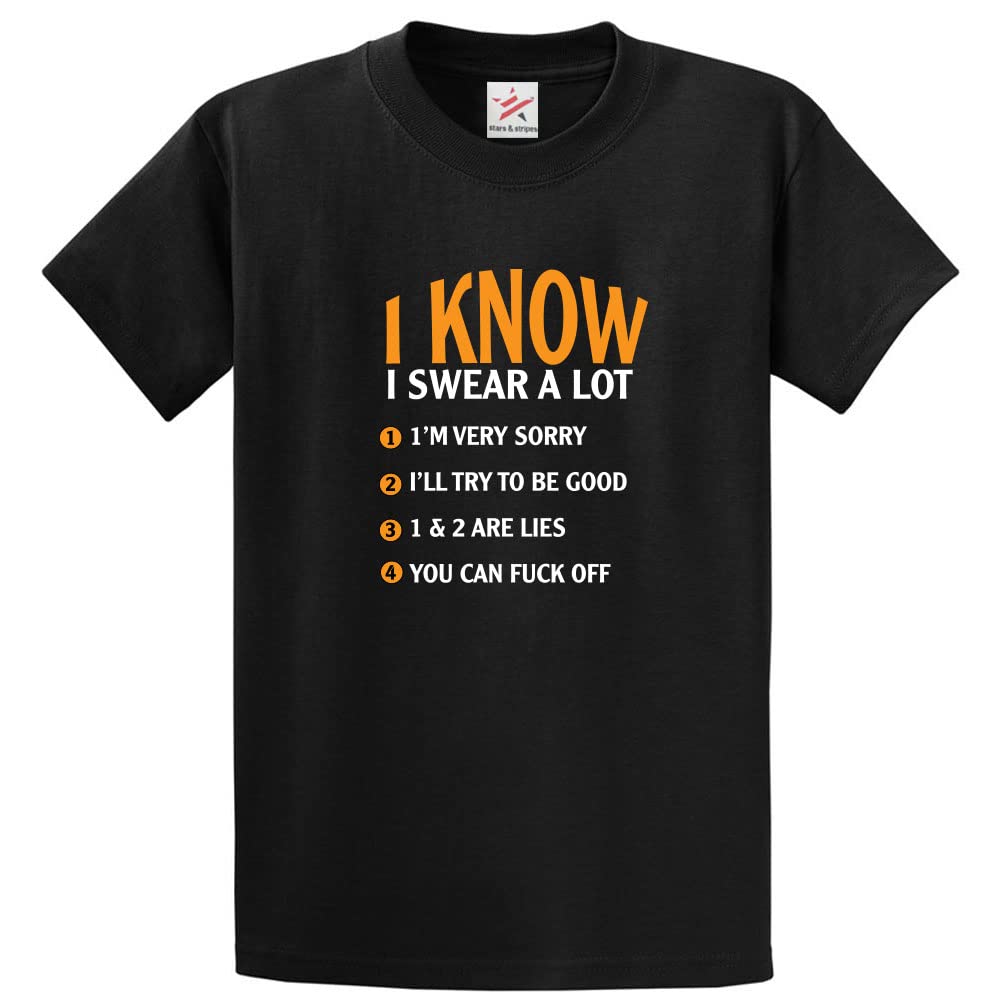 Stars And Stripes Men's Black I Know I Swear A Lot Rules Funny Unisex Classic Adults T-Shirt(L, )