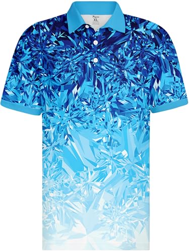 Image of PAGYMO Funny Golf Shirts for Men Crazy Printed Pattern Novelty Moisture Wicking Performance Mens Polo Shirt