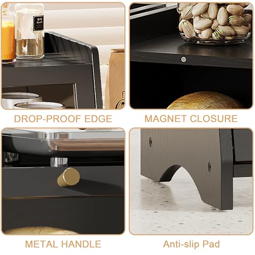 BAMBANG Bread Bin for Kitchen Countertop, Bamboo Bread Box Wooden Farmhouse Bread Storage Container, Small Breadbox Organizer for Counter Cabinet Pantry, Black - Cosy Home Interiors BAMBANG Bread Bin for Kitchen Countertop, Bamboo Bread Box Wooden Farmhouse Bread Storage Container, Small Breadbox Organizer for Counter Cabinet Pantry, Black - Image 3