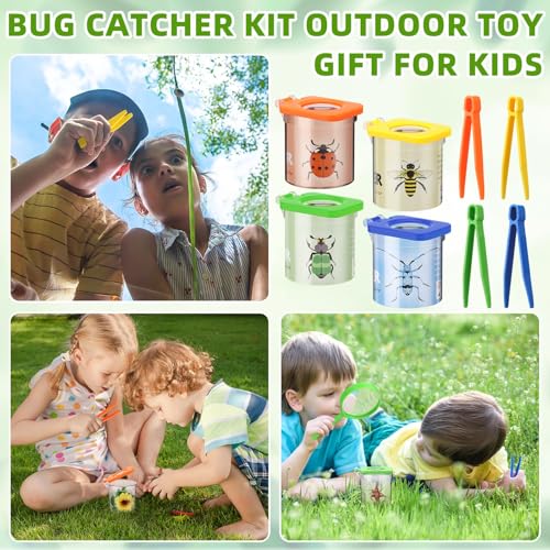 Image of Halloscume 48 Pack Insect Bug Viewer Kit for Kids with Tweezers Explorer Outdoor Set Bug Catcher Containers for Insects Magnifying Box Observation Kit for Science Nature Exploration Collecting