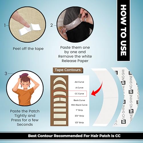 Image of No Shine Tape 72pcs - for Hair Patch | Men & Women - Extreme Hold Up To 2-4 Weeks | Waterproof Hait Wig Tape | Skin Safe, Non-Allergic, Medical Grade Material