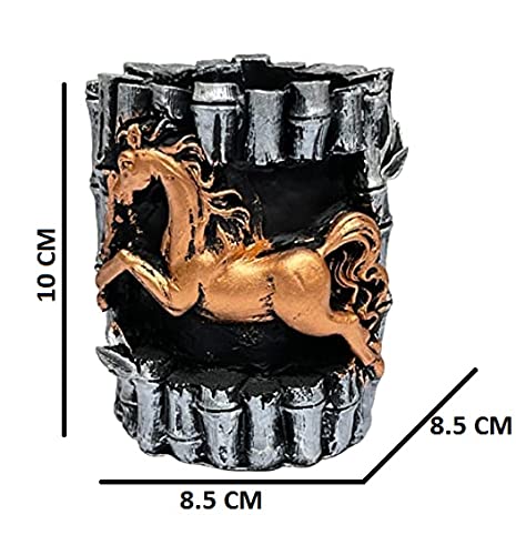 Image of AUGEN Pen Stand Decorative Hand Painted Jumping Horse Design Stationery Holder | Gift Item | Table Top Decor (2084)