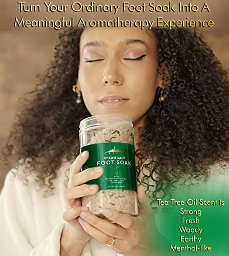 Crafts And The City Epsom Salt Tea Tree Oil Foot Soak Salts for Pain Relief - 27 oz Large Container with Tea Tree & Rose Leaves - Herbal Pedicure Foot Spa Soak Salt for Foot Bath Soaking for Dry Feet - Image 6