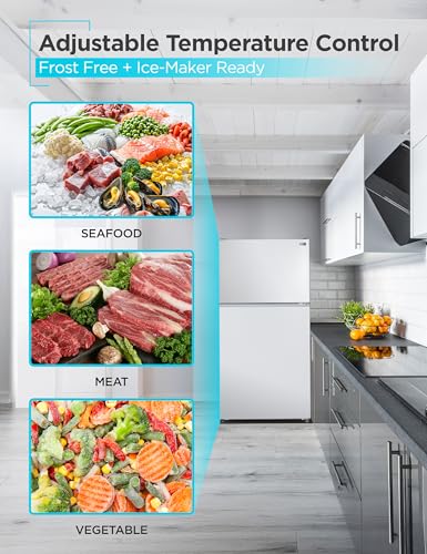 Image of BLACK+DECKER 24 Cu. Ft. Top Mount Refrigerator with Ice Maker, 2-Door Refrigerator with Top Freezer, Freezer with Icemaker and Adjustable Temperature Control, BR2400JIMW, White