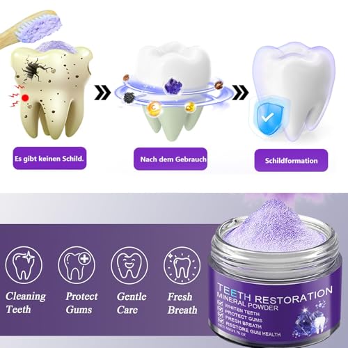 Zahnreparatur Mineralpuder,Zahnrestauration Pulver,Teeth Whitening Powder,Mineral Zahnpulver,Zahnpulver Gegen Verfärbungen,Effektiv bei der Stärkung von Zähnen und Zahnfleisch,Frischer Atem