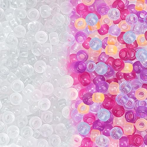 Dowsabel UV Pony Beads Bulk 1000 Pcs 6x9mm Color Changing Beads Sunlight Sensitive for DIY Bracelets Necklaces Jewelry Making Crafts and Gifts