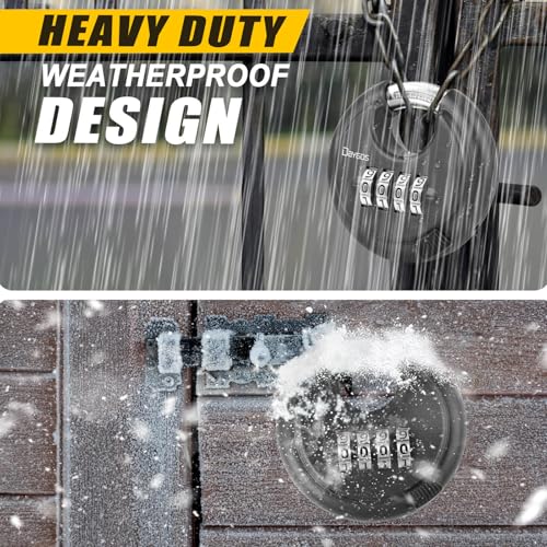 Image of DAYGOS Combination Disc Padlocks for Outdoor - Heavy Duty 4 Digit Code Lock, Combo Lock for Storage Unit,Gate,Fence,Trailer,4PCS,Black