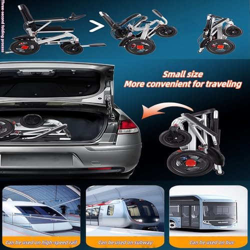 Scooter motorizzato per anziani, sedia a rotelle elettrica pieghevole automatica, design ultraleggero con freni a mano, capacità 150 kg,