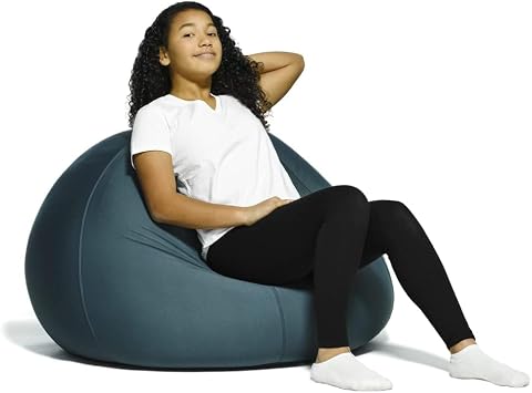 Yogibo Zoola Pod X Outdoor Bean Bag Chair for Kids and Teens, Single Seat Beanbag, Water Resistant, Cozy Patio Deck Lounge Furniture, Storm