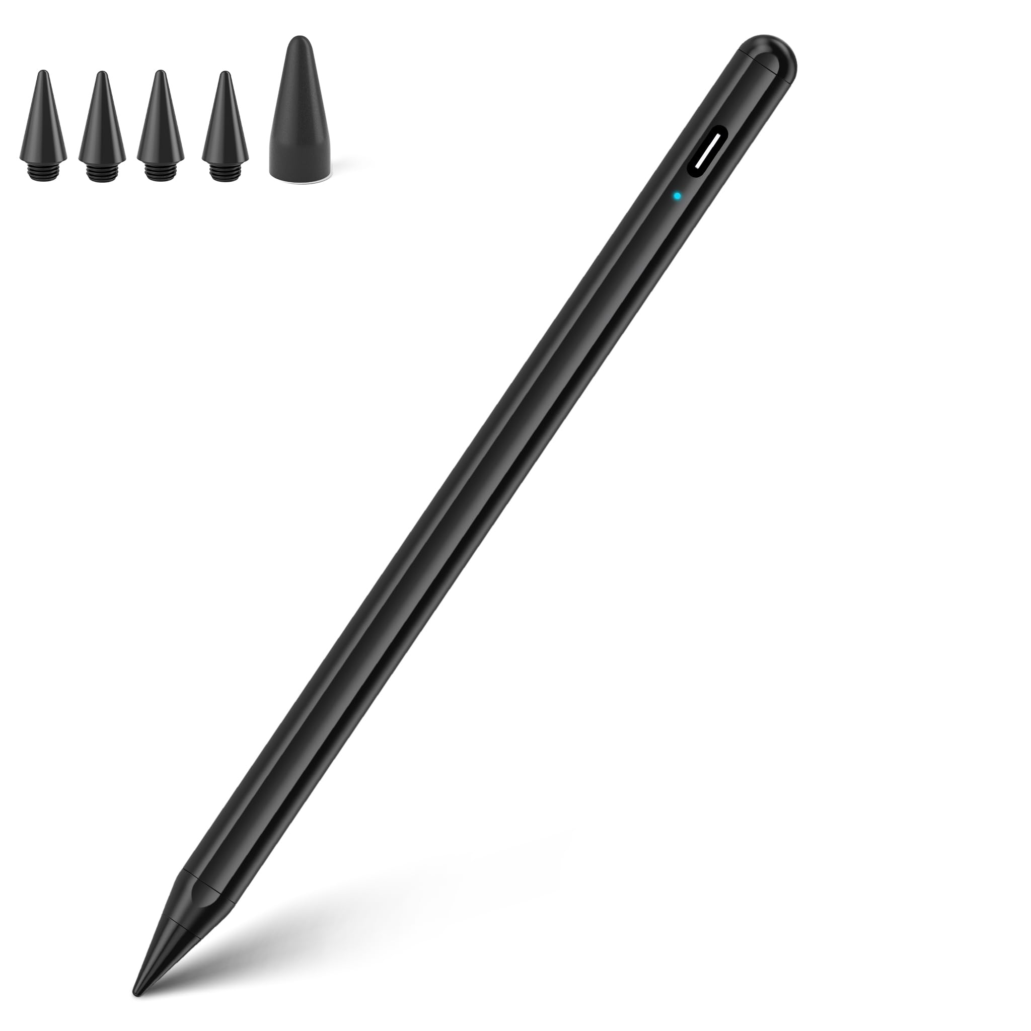 Penna Stilo per iPad 2018-2022, DARLYOR Stilo dell'iPad 2a Generazione con Rifiuto di Palmo, Sensibile all'inclinazione, Pennino Magnetico per iPad 6/7/8/9/10/Air 3/4/5/Mini 5/6/Pro 11/Pro12.9-Nero