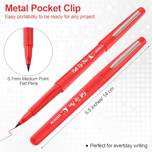 Image of Fuyoooo 36 Pcs Red Felt Tip Pens Bulk, Quick Dry, 0.7 mm Medium Point