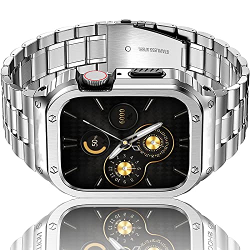 Bracelet Apple Watch acier inoxydable anti-choc protégeant l'écran iWatch 44mm argent