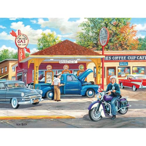 Bits and Pieces Puzzles 500 Piezas para Adultos - Americana Estación de Servicio Completa - Puzzle Rectangular Grande 18 x 24 pulgadas miniatura 2