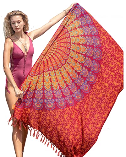 Mandala Life ART Damen Sarong, Pareo,Bikini Vertuschen, Strandtuch,Wickelrock, TapisserieWickeltuch Schal Halstuch - Hochwertiger Rayon - Weich und Leicht