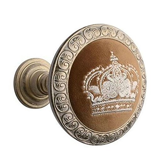 Elecharm 1Pair Embroidery Crown Drapery Medallion Holdback Curtain Wall Hooks (Aged White) #TOP13