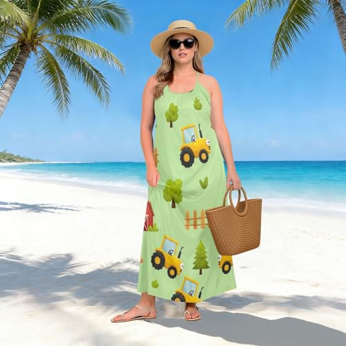 Robe de plage décontractée à motif tracteur pour vos vacances