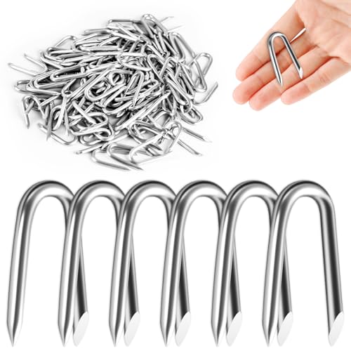 elzle 120 Pcs Clou Double Pointe, Cavalier de Fixation de U pour Filets de Clôture, Agrafes...