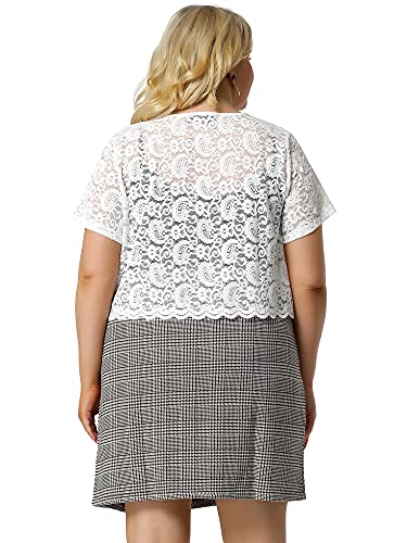 Image of Agnes Orinda Plus Size Bolero Shrugs for Women Lightweight Open Front Short Sleeve Cropped Lace Cardigan