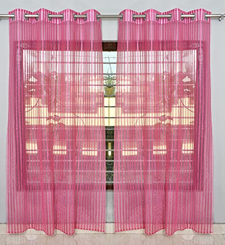 Image of HOME UTSAV 1 Piece Sheer Premium Tissue Net Polyester Curtains for Window 6 Feet, Pink