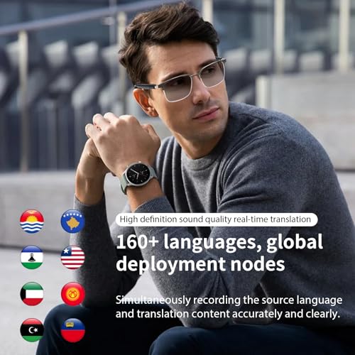 Image of Smart Glasses with AI Translator, Real-Time Translation Glasses Polarized, Photochromic Lenses with Simultaneous Interpretation, language translator for Men Women Supports 160+ Languages(Silver)