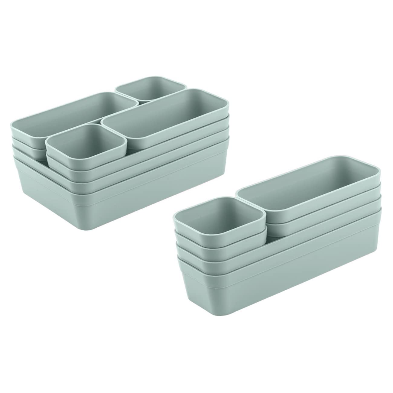 Set di organizer per cassetti, con sistema di separazione regolabile, per soggiorno, bagno, in plastica, colore antracite