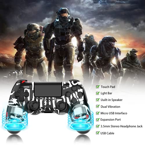 Yuyiu 【Upgraded】 Wireless Controller For Ps4 Remote Plays-Tation 4/Slim/Pro/Pc, Gaming Controllers With Dual Vibration Shock Speaker, Camo Red With Headphone Jack Touch Pad Six Axis Motion Control #TOP6