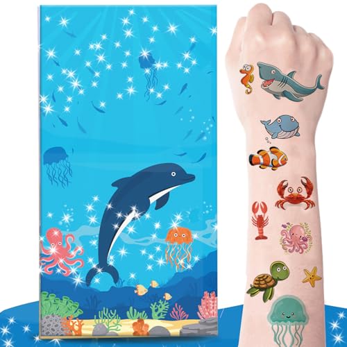 zycBernoi Ozean Tattoo Kinder, 10 Blätter Temporäre Tattoo mit Explosion Geschenkbox, Überraschung für Kinder Tattoos Gastgeschenke, Perfekt für Kindergeburtstag Party...