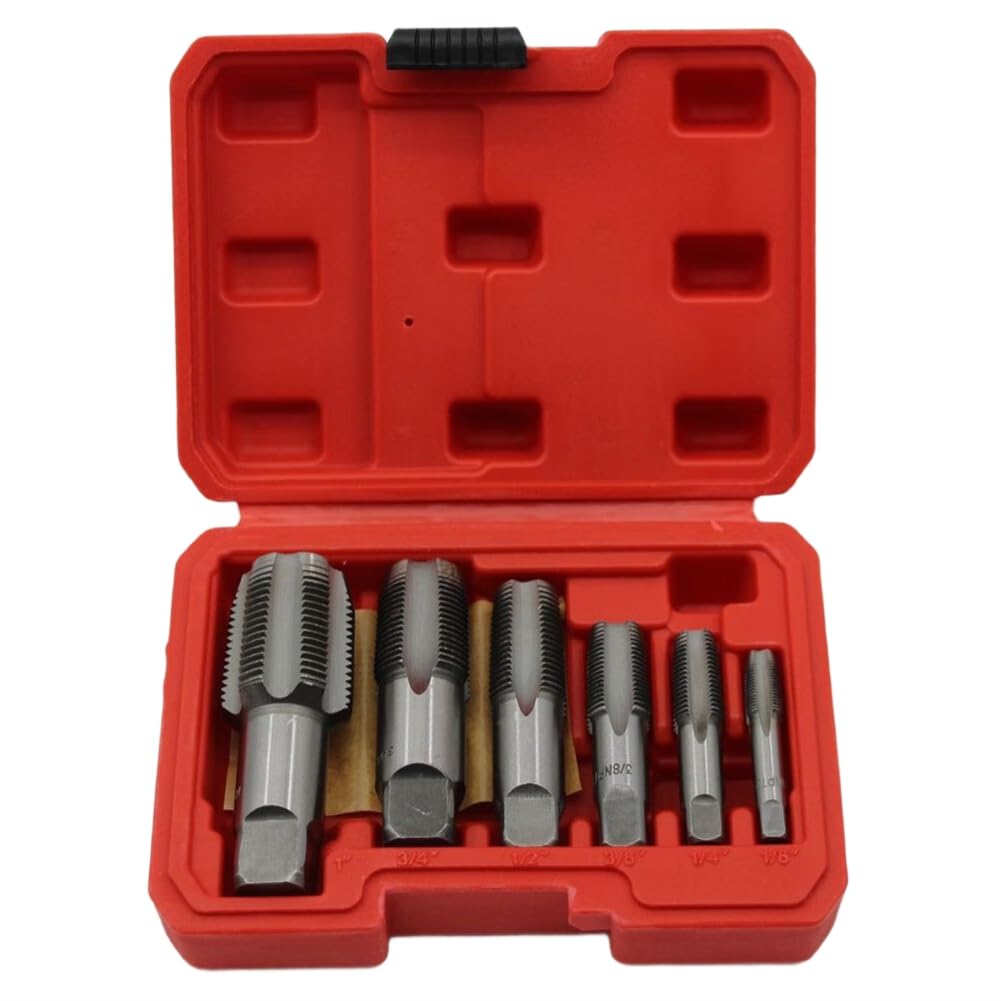 Littimoon Thread Tapping Tool Kit 6 Pcs NPT Pipe Tap Set Threading Plumbing NPT Tap Set with Storage Case