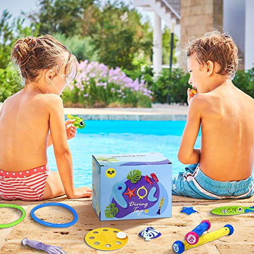 Korlon Tec Pool Diving Toys Games - 40 Pcs Swimming Pool Toys For Kids Teens With Diving Rings Dive Sticks Underwater Treasures Fish Toys Etc Fun Water Swim Toys For Boys Girls Adults #TOP6