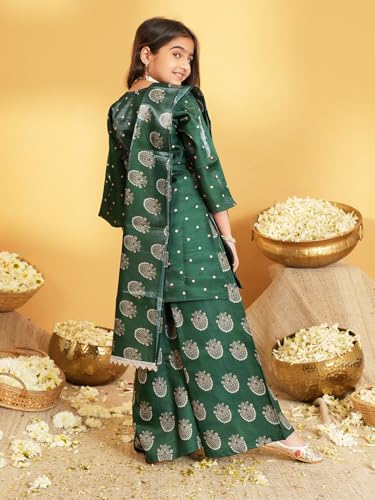 Image of AJ DEZINES Ethnic Wear Sharara Suit Set For Girls|Punjabi dress for Kids|Silk Blend Girls Salwar Suit|Traditional Patiala Outfit|Stylish Kids Kurta for Festivals Weddings & Special Occasions