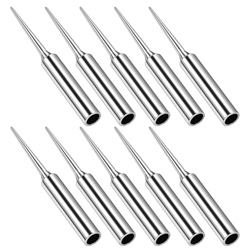 10 PCS Soldering Iron Tips Replacement Stainless Steel Pointed Soldering Tips 900m Solder Tip Suit for More Use(2.02 * 2.24 * 2.24 Inch)