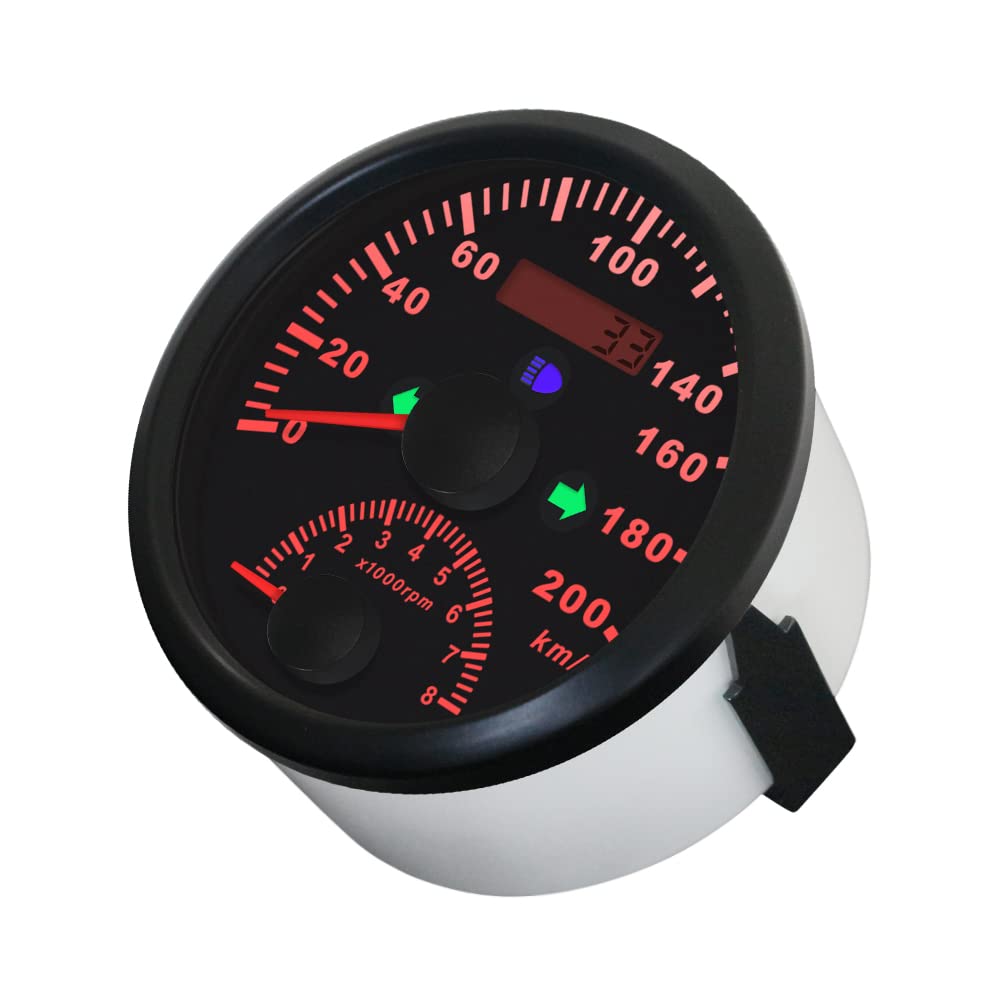 ELING 85 mm GPS prędkościomierz 0-200 km/h z obrotomierzem 0-8000 obr./min z podświetleniem 12 V do samochodów wyścigowych