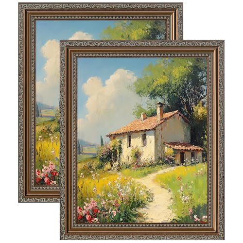 Image of eletecpro 8x10 Vintage Picture Frame, Glass Cover, Bronze, 2-Pack | Display Photo 5x7 with Mat or 8x10 without, Horizontal or Vertical, Tabletop or Wall Decor