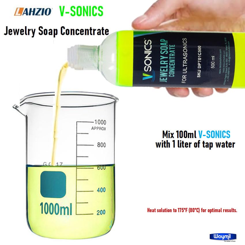 V-Sonics Professional Jewelry Soap for Ultrasonic Cleaning & Tumbling Polishing - Removes Contaminants, Restores Brilliance, Prevents Stains, Pre-Plating Cleaner